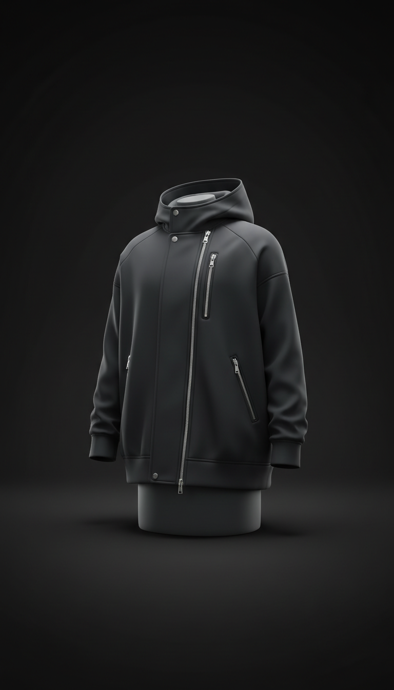 Oversized Hoodie with Chrome Zippers